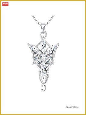 Sterling Silver Arwen Evenstar Pendant Necklace with Cubic Zirconia Adjustable